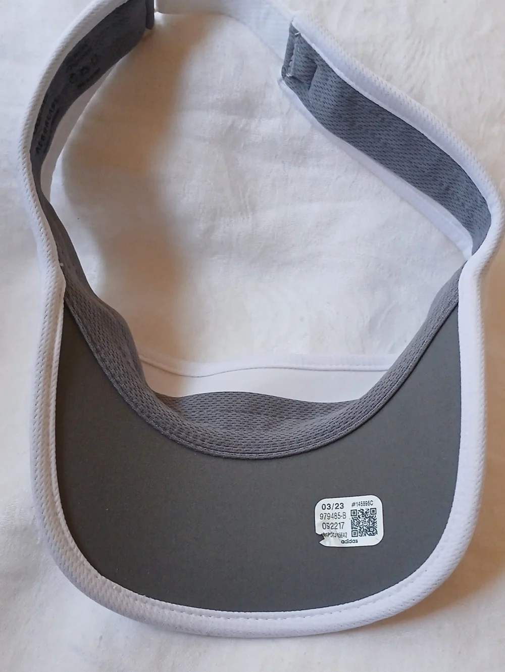 Adidas White Gray Aeroready Adjustable Visor Black Logo Hat